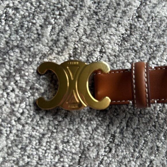 Celine Brown Leather Belt with Gold Hardware - Picture 3 of 6